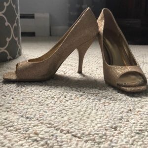 BCBG gold glitter shoes